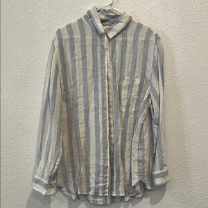 H&M Blue and White Striped Button Down Shirt